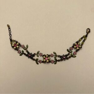 Avon Vintage Enamel & Rhinestone Fashion Flower Swag Bracelet